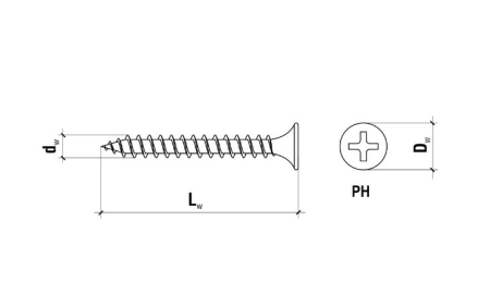 Surub pentru fixarea placilor de gips-carton pe suporturi din lemn, FT 4.8x120mm - KSGD-48120, Klimas Wkret-met [13]