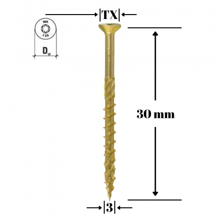Suruburi - Surub autofiletant pentru lemn TORX 3x30mm - KMWHT-30030, Wrek-met KLIMAS