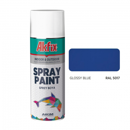 Tencuieli decorative si vopsele - Vopsea spray albastru lucios Akfix, 400ml, RAL5017