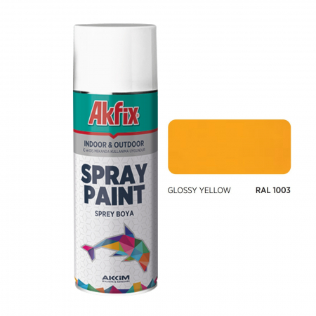 Tencuieli decorative si vopsele - Vopsea spray galben lucios Akfix, 400ml, RAL1003