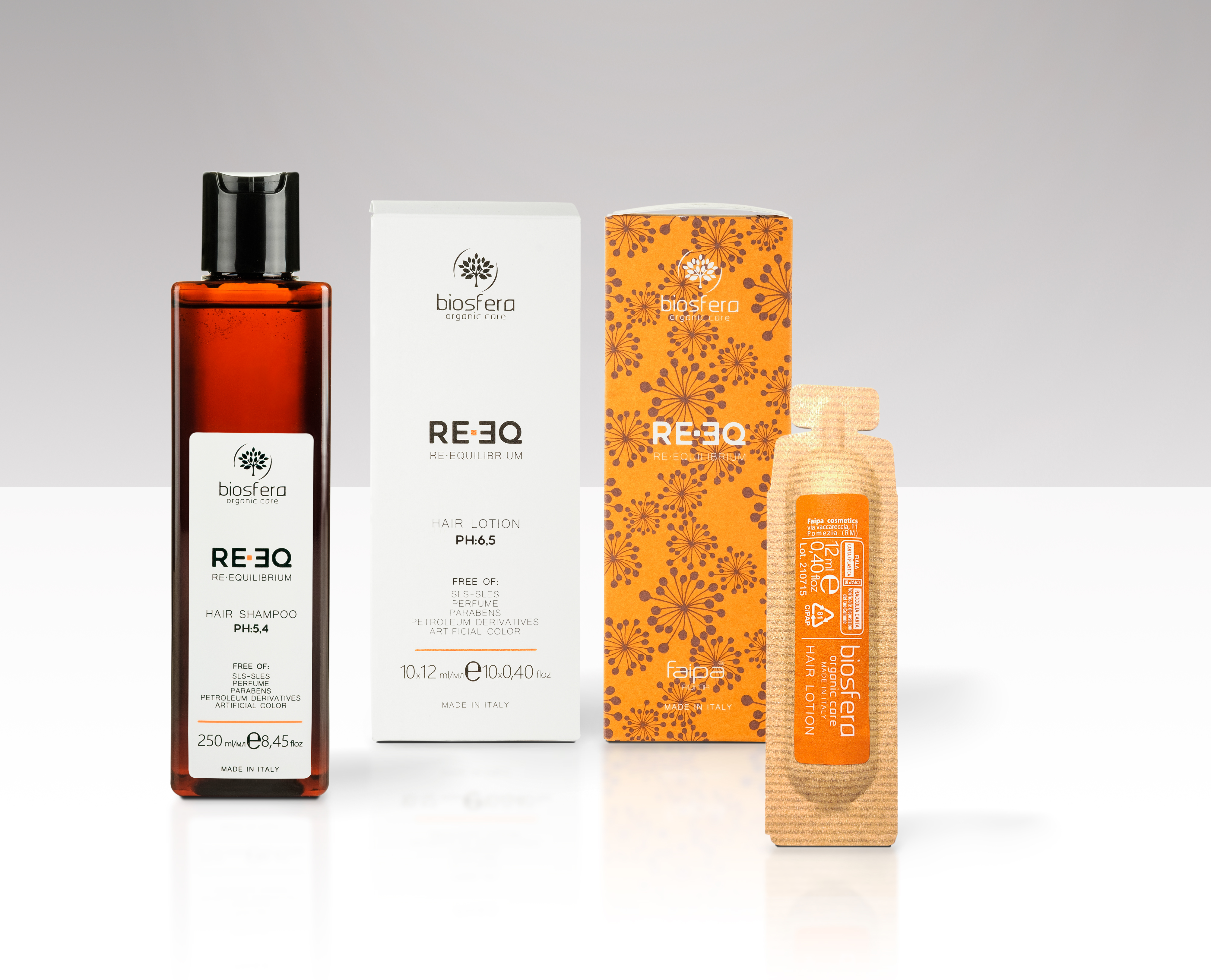 Tratament anti-cadere in doi pasi - stimulare, revitalizare si densitate vizibila (linia Biosfera Organic Care by Faipa)