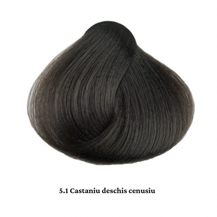 Vopsea de par permanenta profesionala - nuanta  5.1 castaniu deschis cenusiu (Cenusiu&Auriu)    60ml   mix 1+2 [2]