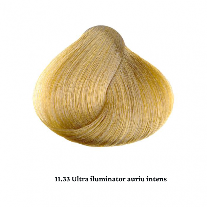 Vopsea de par permanenta professional - nuanta 11.33 blond ultra iluminator auriu intens (Nuante speciale de blond) 60 ml   mix 1:2 [2]
