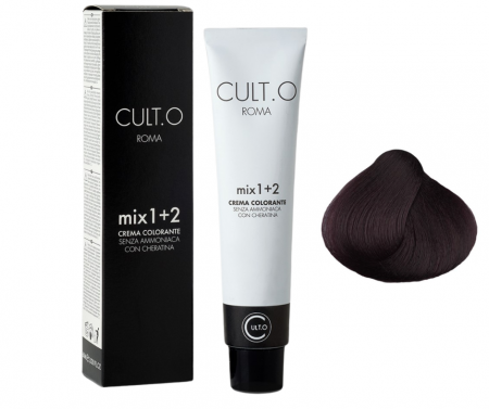 Produse pentru par linia Cult.O - Vopsea de par permanenta profesionala - nuanta  1.2 negru violet  ( Aramiu&Rosu&Violet)  60ml   mix 1+2