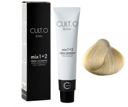 Produse pentru par linia Cult.O - Vopsea de par permanenta profesionala - nuanta 11.01 blond ultra iluminator cenusiu (Nuante speciale de blond) 60 ml   mix 1:2