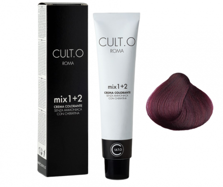 Produse pentru par linia Cult.O - Vopsea de par permanenta profesionala - nuanta  5.2 castaniu deschis violet  ( Aramiu&Rosu&Violet)  60ml   mix 1+2