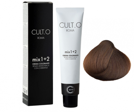 Produse pentru par linia Cult.O - Vopsea de par permanenta profesionala - nuanta  6.032 ciocolatiu deschis ( Mediteraneene )  60ml   mix 1+2