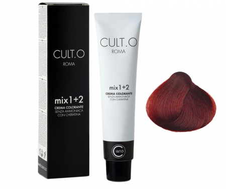 Produse pentru par linia Cult.O - Vopsea de par permanenta profesionala - nuanta  6.66 blond inchis rosu intens  ( Aramiu&Rosu&Violet)  60ml   mix 1+2