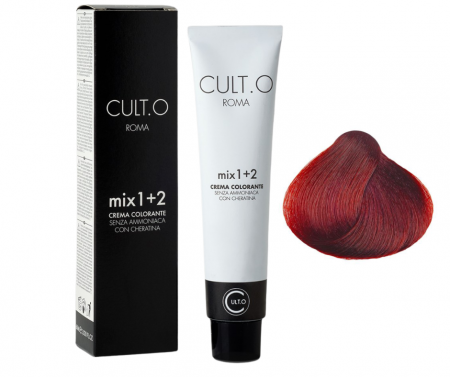 Produse pentru par linia Cult.O - Vopsea de par permanenta profesionala - nuanta  7.66 blond rosu intens ( Aramiu&Rosu&Violet)  60ml   mix 1+2
