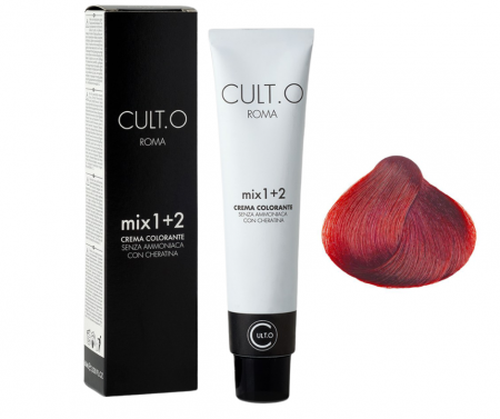 Produse pentru par linia Cult.O - Vopsea de par permanenta profesionala - nuanta 8.66 blond deschis rosu intens  ( Aramiu&Rosu&Violet)  60ml   mix 1+2