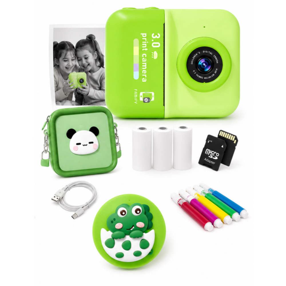 Cameră Foto Instant Tip Polaroid pentru Copii FAMIFY, 48MP, Video HD, Imprimare Termică, Verde [8]