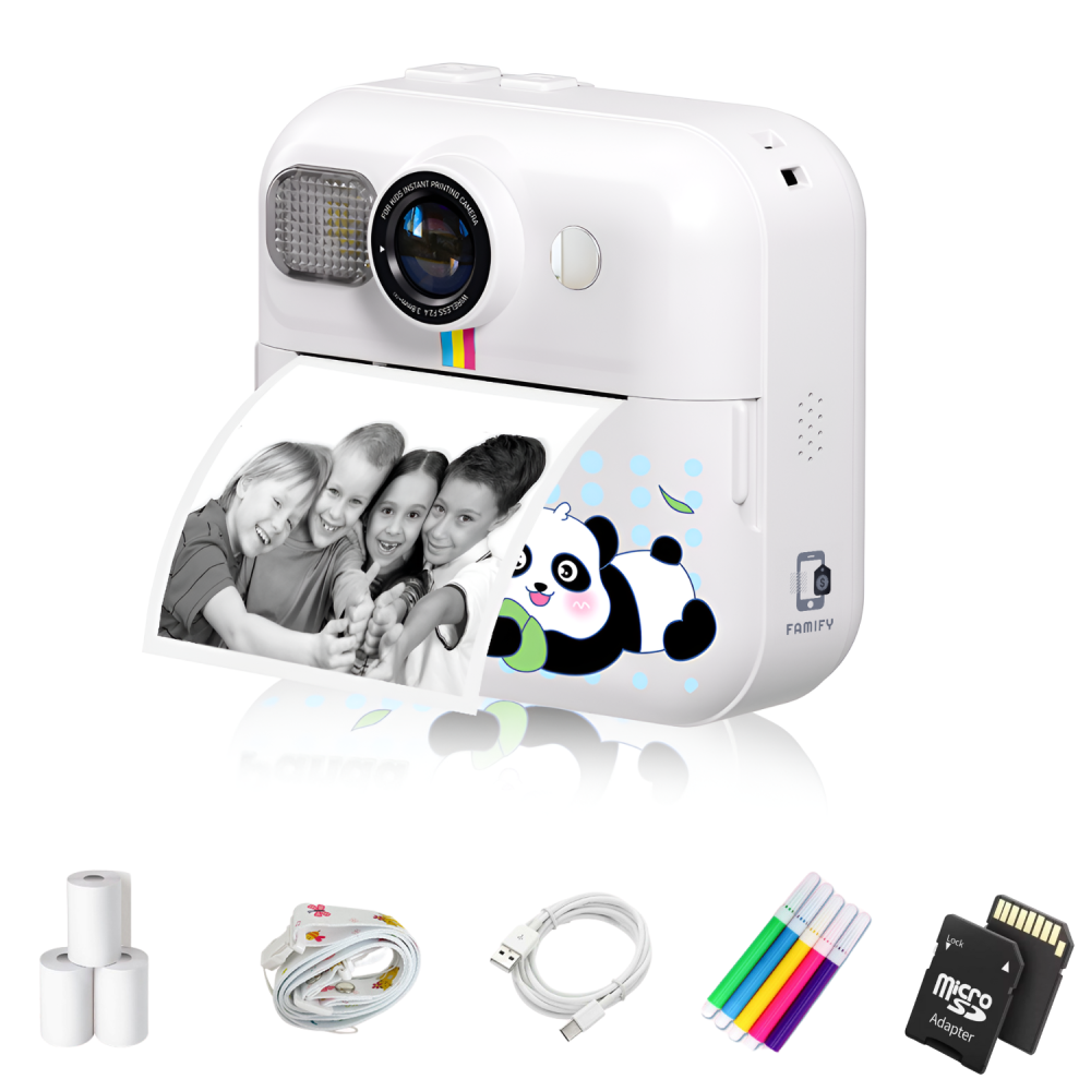 Cameră Foto Instant pentru Copii Famify Alb – 48MP, Full HD, Jocuri Educative, Cadou Ideal [1]