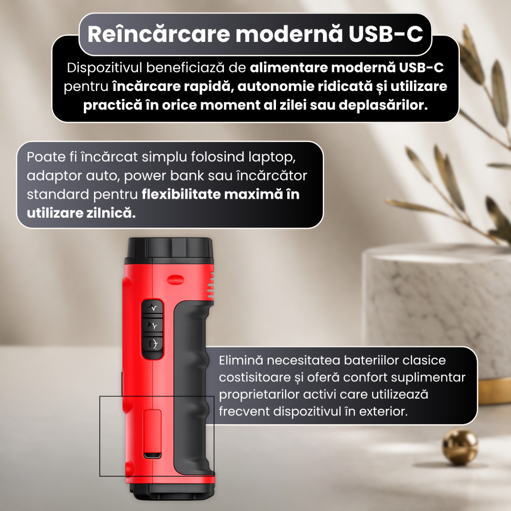 Dispozitiv Anti Lătrat Câini cu Ultrasunete FAMIFY, 15m, USB-C, fără șocuri, roșu [7]