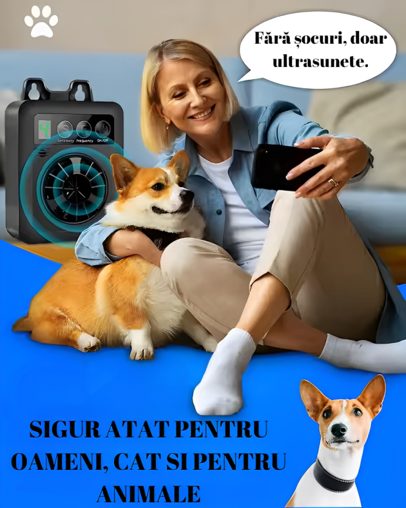 Dispozitiv Dresaj & Anti-Lătrat Câini cu Ultrasunete – Reîncărcabil USB, 4 Niveluri, Interior/Exterior, Negru [9]