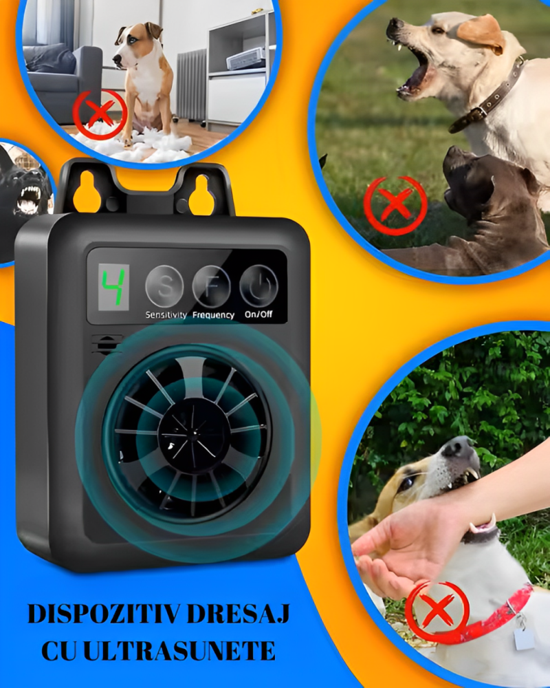 Dispozitiv Dresaj & Anti-Lătrat Câini cu Ultrasunete – Reîncărcabil USB, 4 Niveluri, Interior/Exterior, Negru [8]