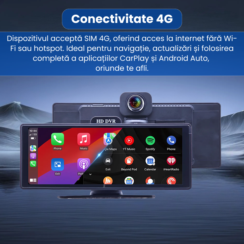 Ecran Multimedia Auto Portabil 10.26" Famify – Wireless CarPlay, Android Auto, GPS, Cameră Marșarier [6]