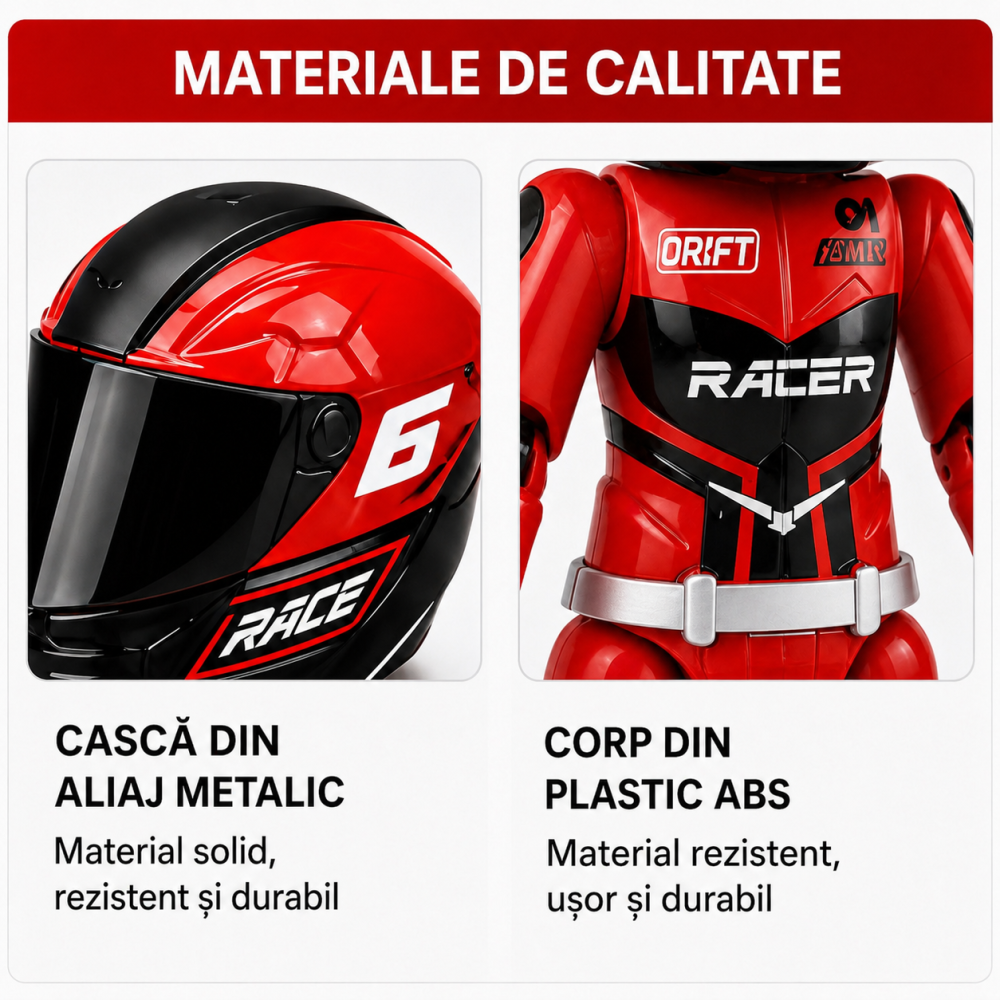 Figurină Pilot Moto FAMIFY Pocket Rider cu Cască Detașabilă Roșu-Negru [4]