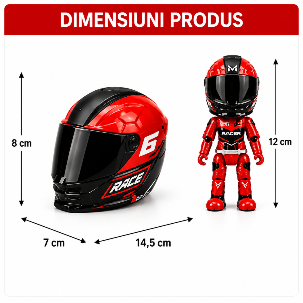 Figurină Pilot Moto FAMIFY Pocket Rider cu Cască Detașabilă Roșu-Negru [9]