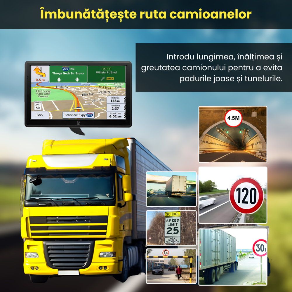 GPS Auto 9 Inch X90 – Hartă Europa, Actualizări Gratis, Ghidare Vocală, Camioane & Autoturisme [5]