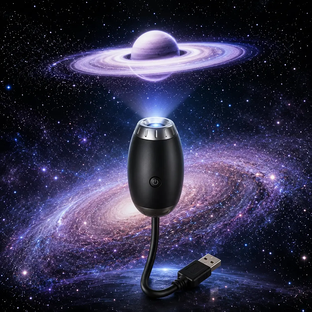 Proiector USB Stele si Saturn, Flexibil 360°, pentru Camera si Mașină [9]