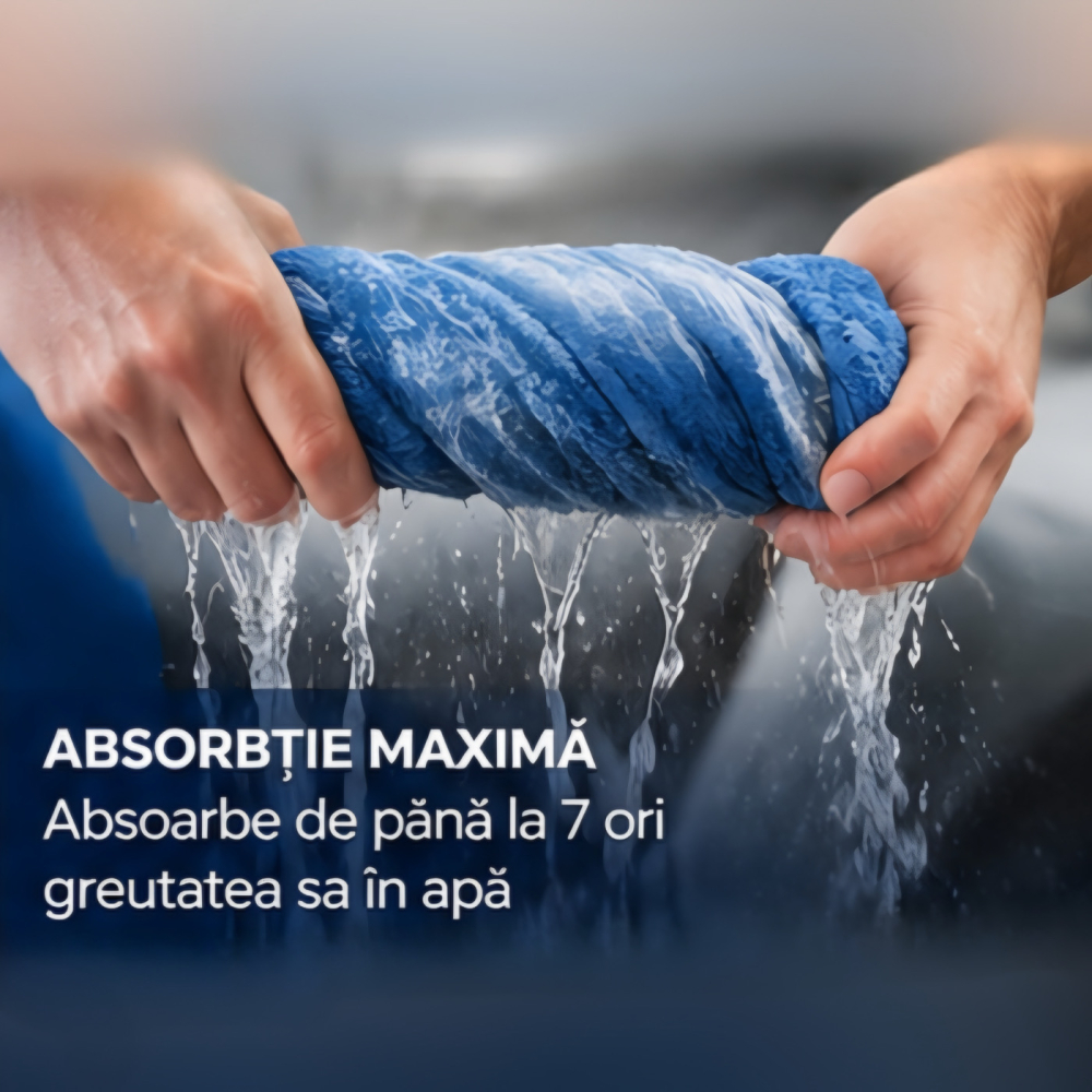 Prosop Uscare Auto Premium Microfibra 70x90 cm 850 GSM Albastru [5]