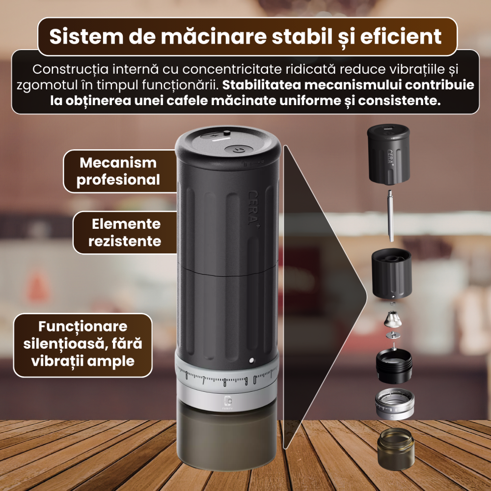 Râșniță electrică portabilă pentru cafea FAMIFY, 90 setări de măcinare, USB, negru [6]