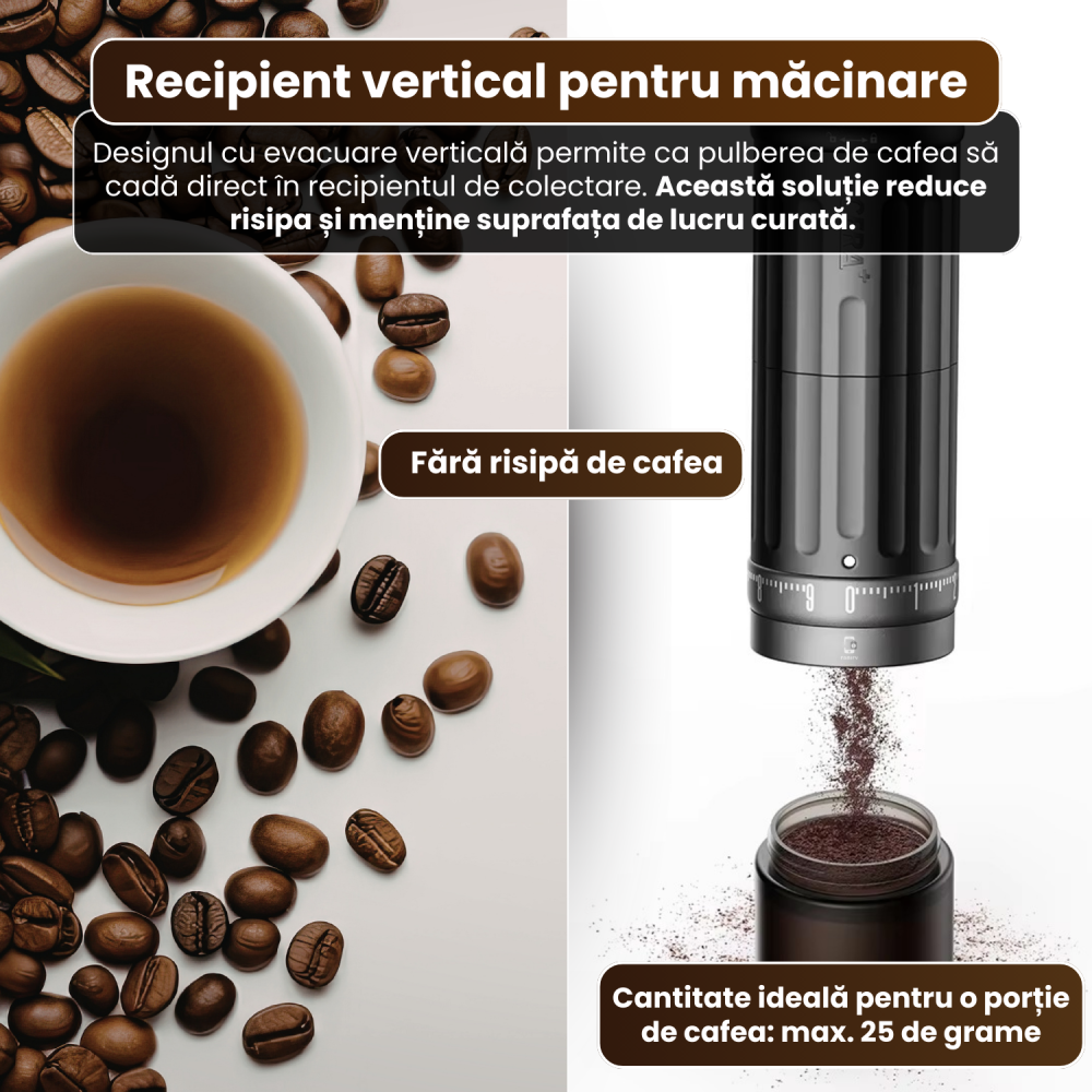 Râșniță electrică portabilă pentru cafea FAMIFY, 90 setări de măcinare, USB, negru [9]
