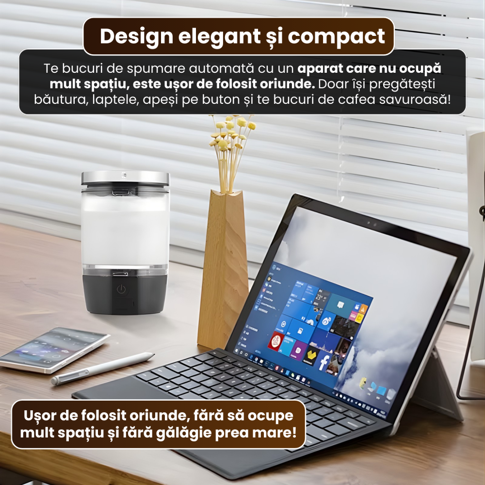 Spumator electric de lapte portabil FAMIFY, reîncărcabil USB, 80 ml, negru [7]