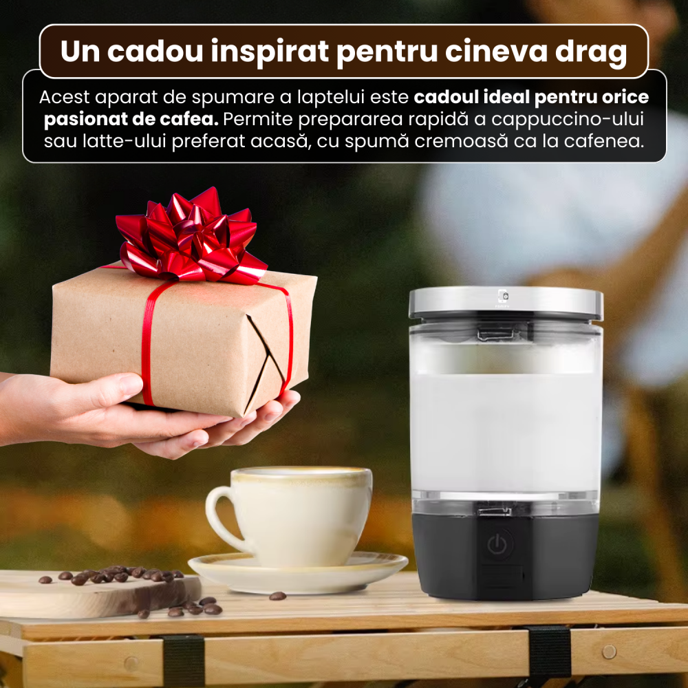 Spumator electric de lapte portabil FAMIFY, reîncărcabil USB, 80 ml, negru [10]