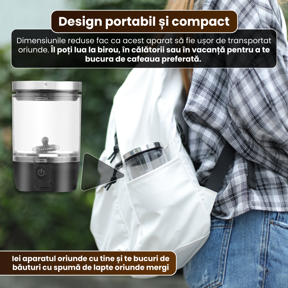 Spumator electric de lapte portabil FAMIFY, reîncărcabil USB, 80 ml, negru [5]