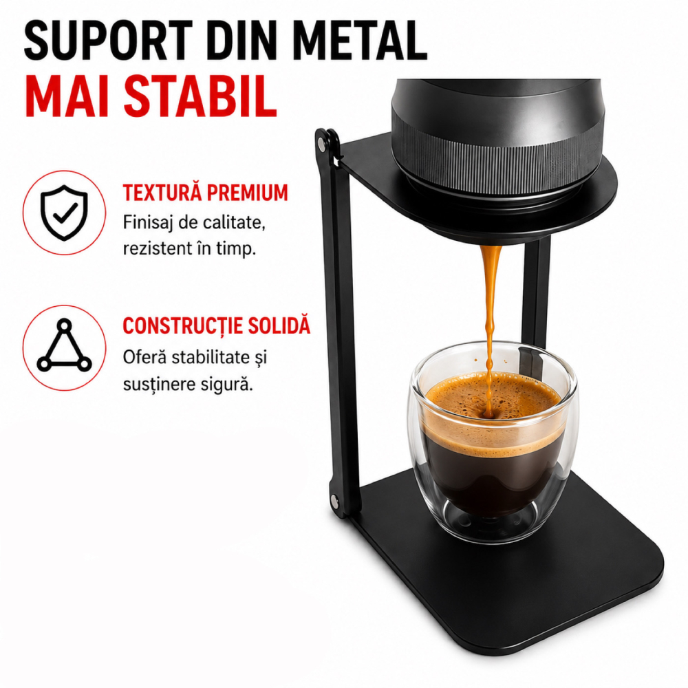Stand portabil pentru espressor portabil FAMIFY, suport detașabil din inox 304, compact, stabil, negru [4]