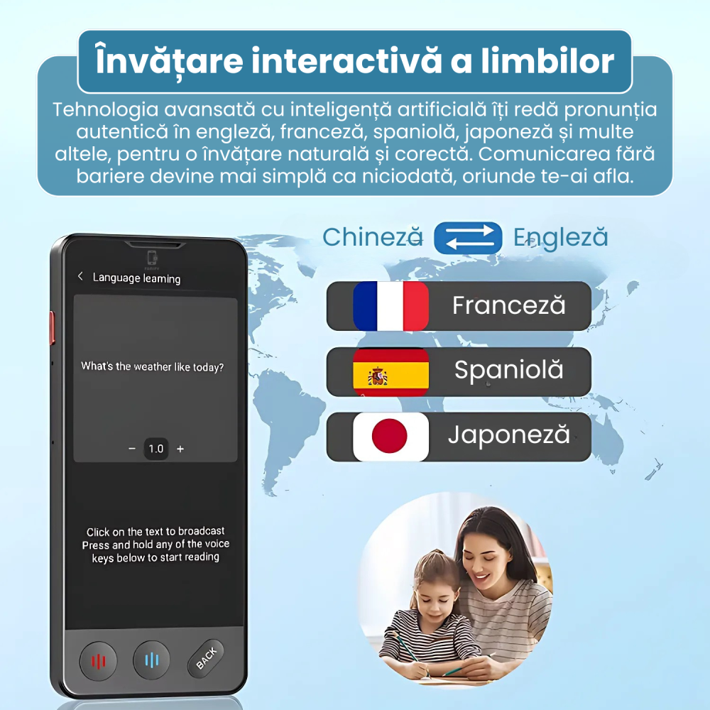 Traducător Inteligent Famify – 139 Limbi, Traducere de Grup până la 500 Participanți, Negru [3]