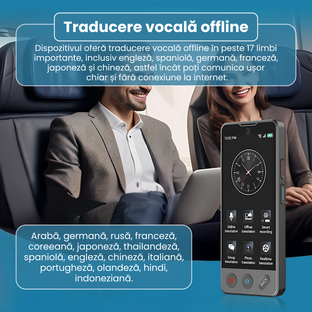 Traducător Inteligent Famify – 139 Limbi, Traducere de Grup până la 500 Participanți, Negru [2]