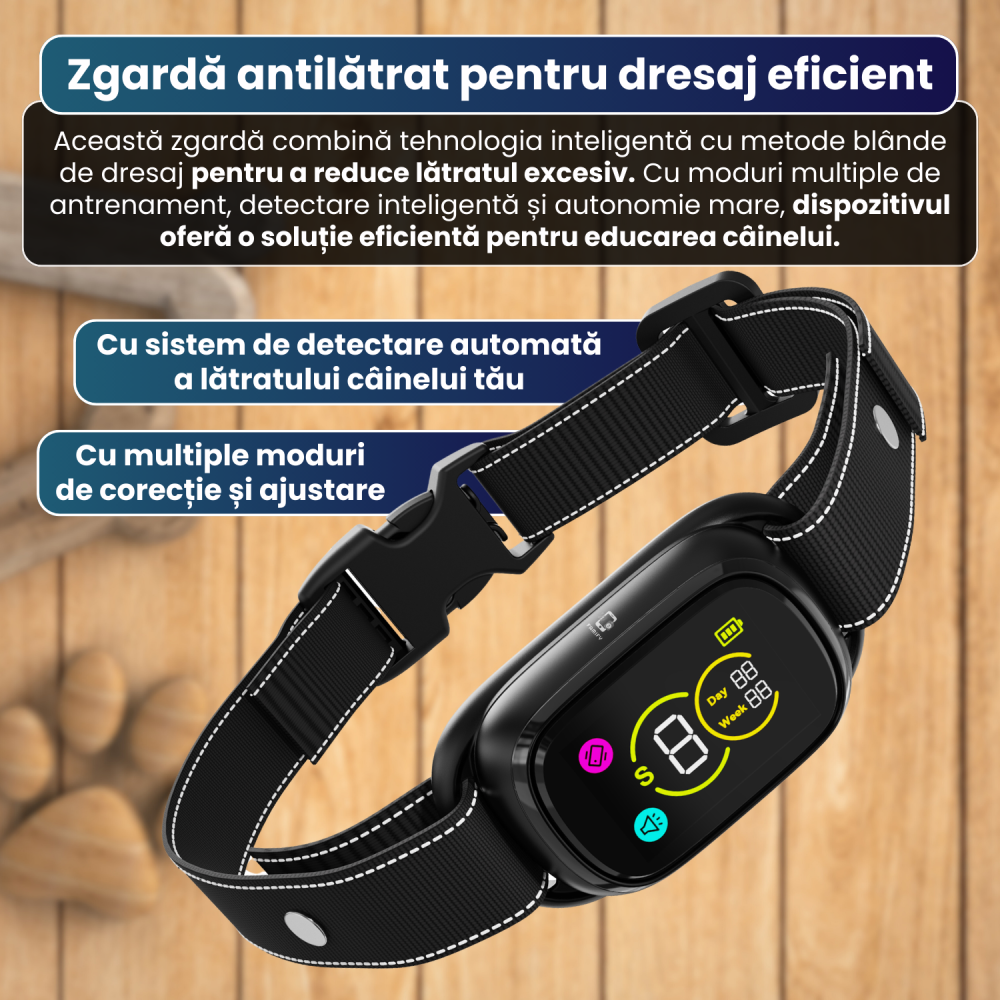 Zgardă antilătrat pentru câini FAMIFY, fără șocuri, beep și vibrație, IPX7, negru [2]