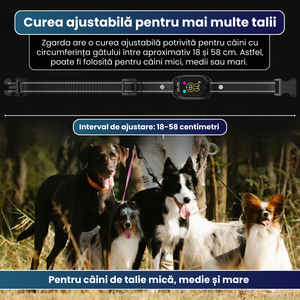 Zgardă antilătrat pentru câini FAMIFY, fără șocuri, beep și vibrație, IPX7, negru [6]