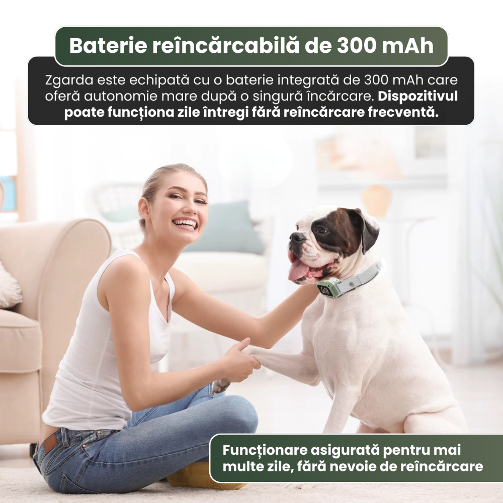 Zgardă antilătrat pentru câini FAMIFY, inteligentă, cu sunet, vibrație și impuls, IPX7, gri [6]