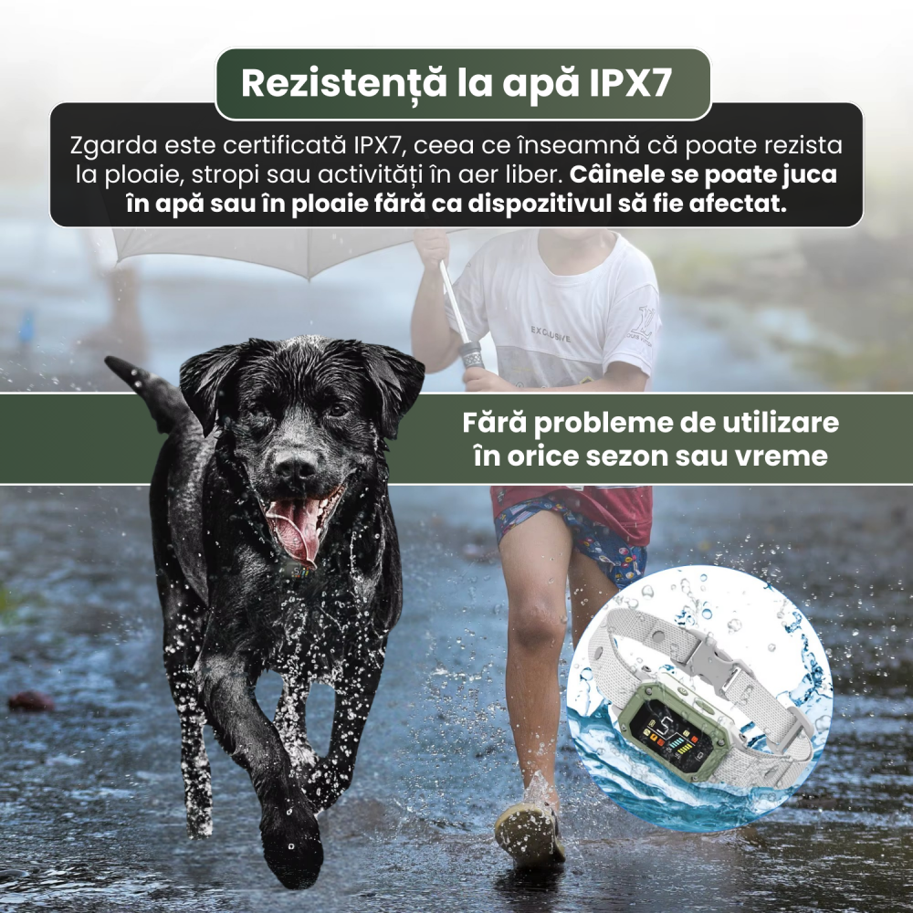 Zgardă antilătrat pentru câini FAMIFY, inteligentă, cu sunet, vibrație și impuls, IPX7, gri [12]