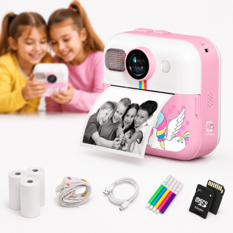 Cameră Foto Instant pentru Copii FAMIFY Roz, 48MP, Full HD 1080P, imprimare instant [7]