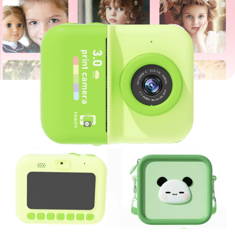 Aparate foto instant - Cameră Foto Instant Tip Polaroid pentru Copii Famify – 48MP, Video HD, Imprimare Termică, Set Cadou Verde