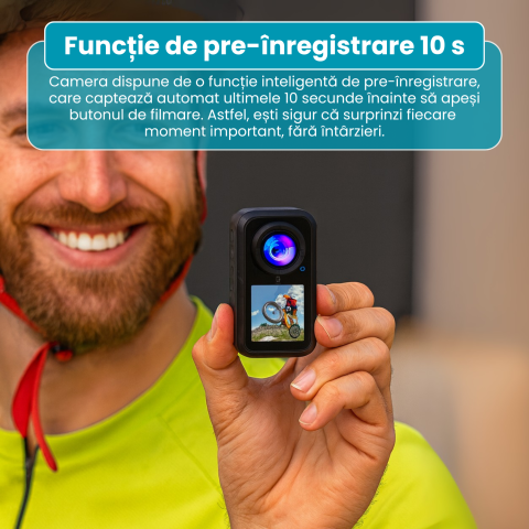 Cameră Sport Magnetică 5K Ultra HD Famify – Ecran Dual Tactil, Stabilizare 6 Axe, Waterproof, Negru [4]