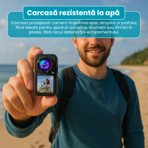 Cameră Sport Magnetică 5K Ultra HD Famify – Ecran Dual Tactil, Stabilizare 6 Axe, Waterproof, Negru [5]