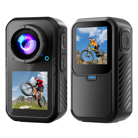 Camere video sport - Cameră Sport Magnetică 5K Ultra HD Famify – Ecran Dual Tactil, Stabilizare 6 Axe, Waterproof, Negru