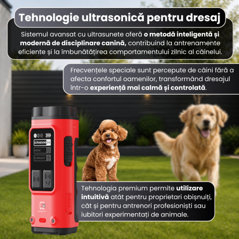 Dispozitiv Anti Lătrat Câini cu Ultrasunete FAMIFY, 15m, USB-C, fără șocuri, roșu [3]