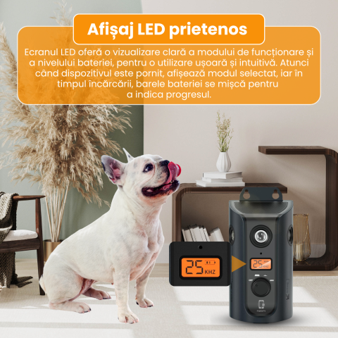 Dispozitiv Ultrasonic Anti-Lătrat Câini Famify – 15m, 3 Moduri, Exterior & Interior, Rezistent la Apă, Negru [3]