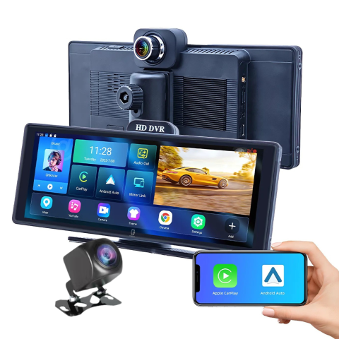 Navigatii GPS - Ecran Multimedia Auto Portabil 10.26" Famify – Wireless CarPlay, Android Auto, GPS, Cameră Marșarier