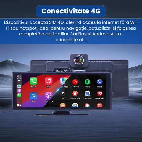 Ecran Multimedia Auto Portabil 10.26" Famify – Wireless CarPlay, Android Auto, GPS, Cameră Marșarier [5]