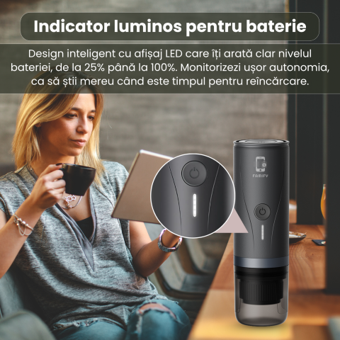 Espressor Portabil 3-în-1 Famify, 20 Bari, Compatibil Capsule Nespresso & Cafea Măcinată, Baterie 7500 mAh, Încălzire Rapidă, USB-C – Ideal pentru Călătorii și Mașină [1]