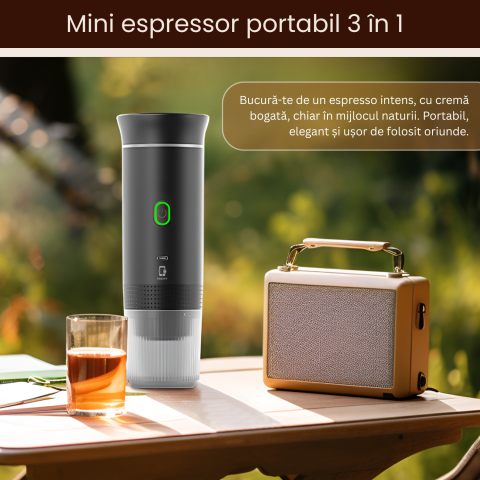 Espressor Portabil Automat Famify – Capsule Nespresso & Dolce Gusto, Cafea Măcinată, Negru [1]