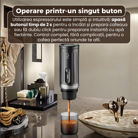 Espressor Portabil Famify 20 Bari, Compatibil Capsule Nespresso & Cafea Măcinată, Baterie 13500 mAh, Încălzire Rapidă 92°C, Control prin Aplicație, Design Compact – Negru [4]