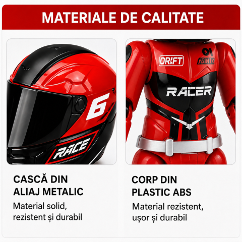 Figurină Pilot Moto FAMIFY Pocket Rider cu Cască Detașabilă Roșu-Negru [3]